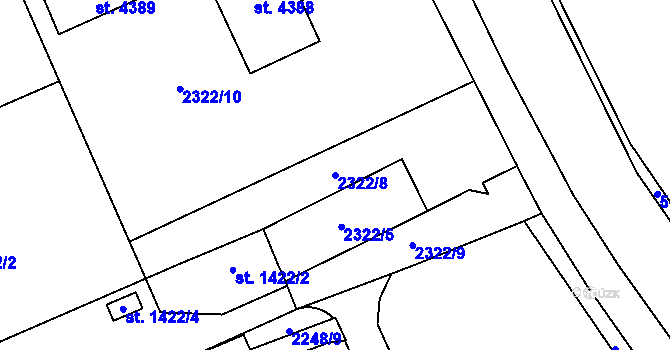 Parcela st. 2322/8 v KÚ Dvůr Králové nad Labem, Katastrální mapa