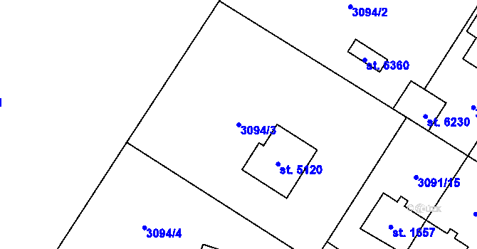 Parcela st. 3094/3 v KÚ Dvůr Králové nad Labem, Katastrální mapa