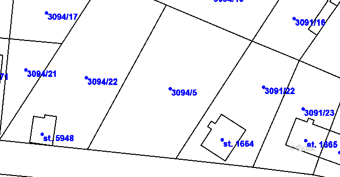 Parcela st. 3094/5 v KÚ Dvůr Králové nad Labem, Katastrální mapa