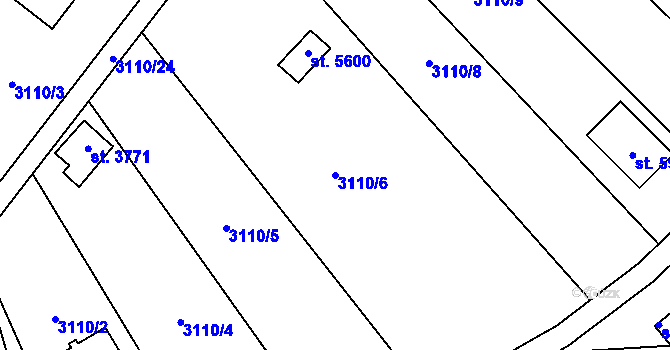 Parcela st. 3110/6 v KÚ Dvůr Králové nad Labem, Katastrální mapa