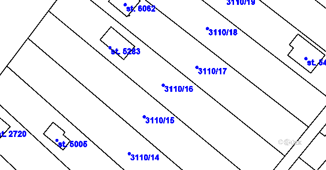 Parcela st. 3110/16 v KÚ Dvůr Králové nad Labem, Katastrální mapa
