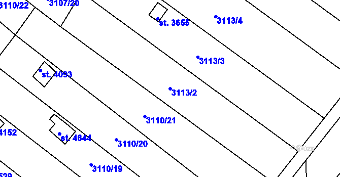 Parcela st. 3113/2 v KÚ Dvůr Králové nad Labem, Katastrální mapa