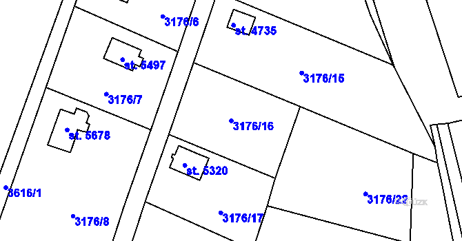 Parcela st. 3176/16 v KÚ Dvůr Králové nad Labem, Katastrální mapa