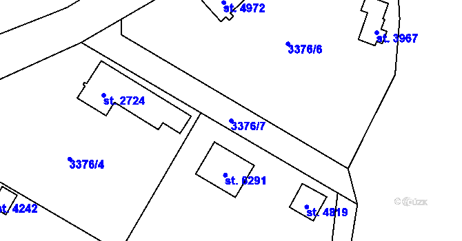 Parcela st. 3376/7 v KÚ Dvůr Králové nad Labem, Katastrální mapa