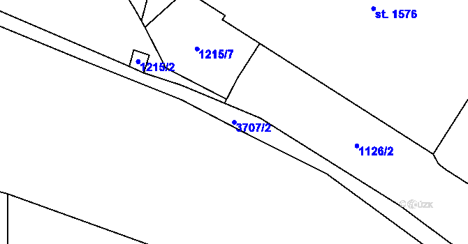 Parcela st. 3707/2 v KÚ Dvůr Králové nad Labem, Katastrální mapa