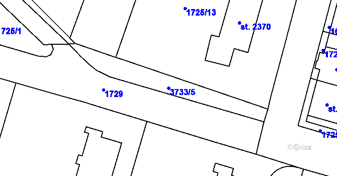 Parcela st. 3733/5 v KÚ Dvůr Králové nad Labem, Katastrální mapa