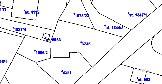 Parcela st. 3735 v KÚ Dvůr Králové nad Labem, Katastrální mapa