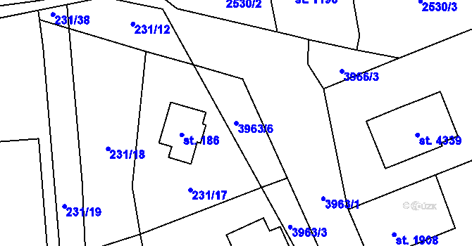 Parcela st. 3963/6 v KÚ Dvůr Králové nad Labem, Katastrální mapa