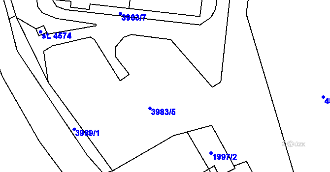 Parcela st. 3983/5 v KÚ Dvůr Králové nad Labem, Katastrální mapa