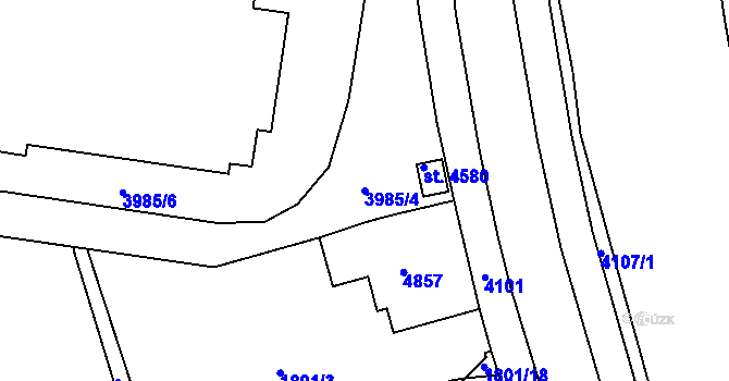 Parcela st. 3985/4 v KÚ Dvůr Králové nad Labem, Katastrální mapa