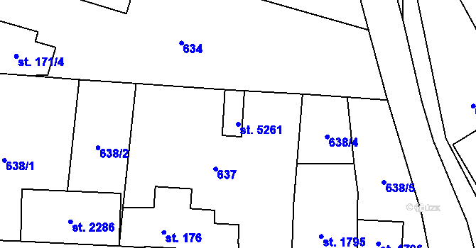 Parcela st. 5261 v KÚ Dvůr Králové nad Labem, Katastrální mapa