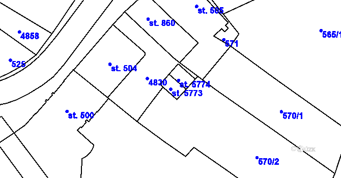 Parcela st. 5773 v KÚ Dvůr Králové nad Labem, Katastrální mapa
