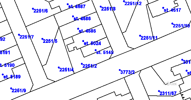 Parcela st. 5145 v KÚ Dvůr Králové nad Labem, Katastrální mapa