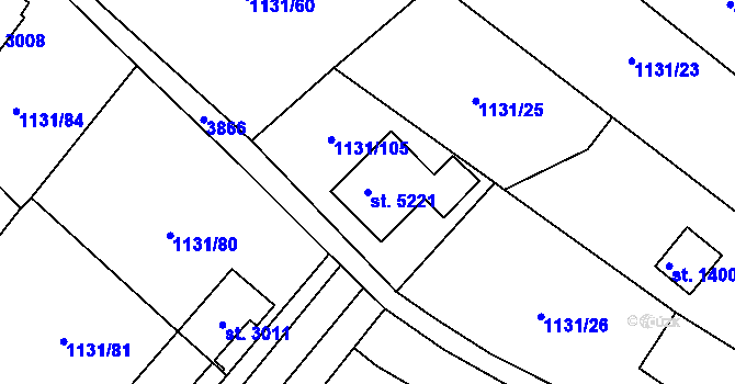 Parcela st. 5221 v KÚ Dvůr Králové nad Labem, Katastrální mapa