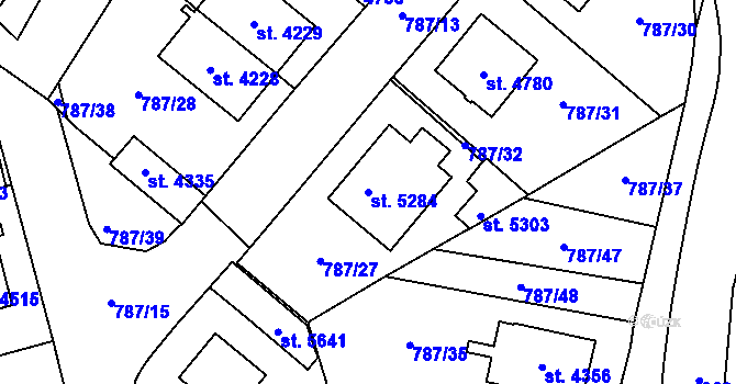 Parcela st. 5284 v KÚ Dvůr Králové nad Labem, Katastrální mapa