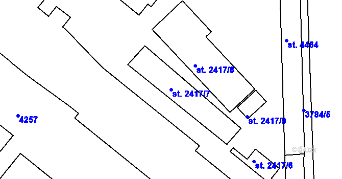 Parcela st. 2417/7 v KÚ Dvůr Králové nad Labem, Katastrální mapa