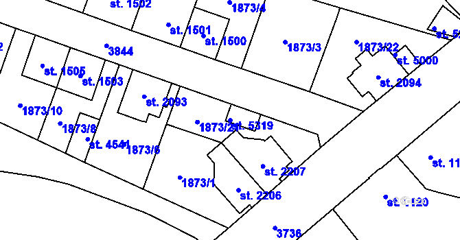 Parcela st. 5319 v KÚ Dvůr Králové nad Labem, Katastrální mapa