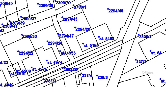 Parcela st. 5153 v KÚ Dvůr Králové nad Labem, Katastrální mapa