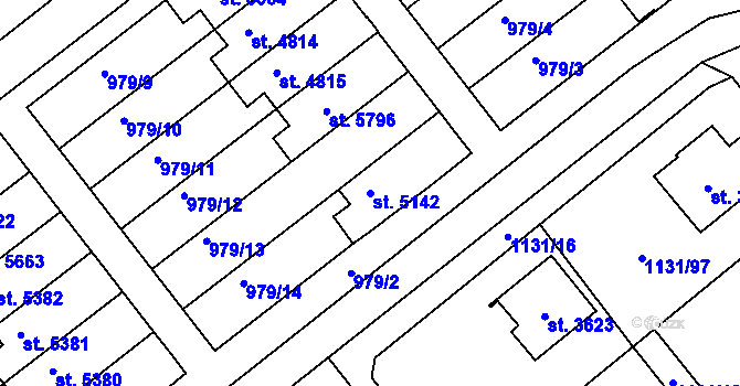Parcela st. 5142 v KÚ Dvůr Králové nad Labem, Katastrální mapa