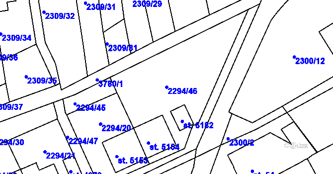 Parcela st. 2294/46 v KÚ Dvůr Králové nad Labem, Katastrální mapa