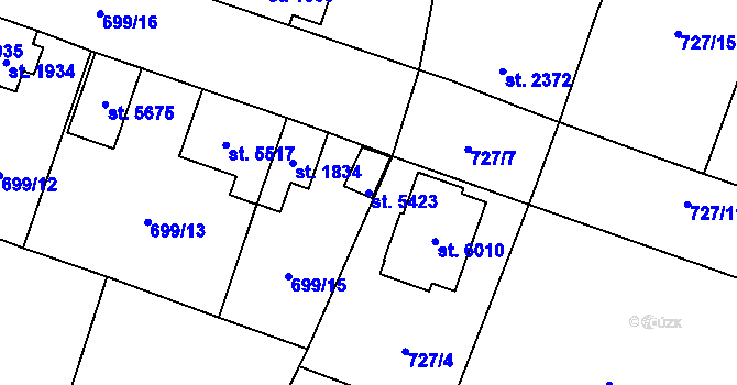 Parcela st. 5423 v KÚ Dvůr Králové nad Labem, Katastrální mapa