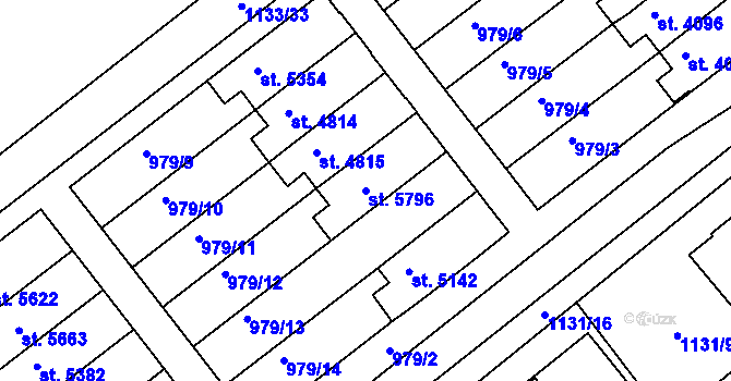 Parcela st. 5796 v KÚ Dvůr Králové nad Labem, Katastrální mapa