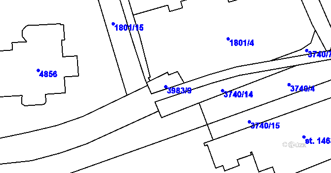 Parcela st. 3983/9 v KÚ Dvůr Králové nad Labem, Katastrální mapa