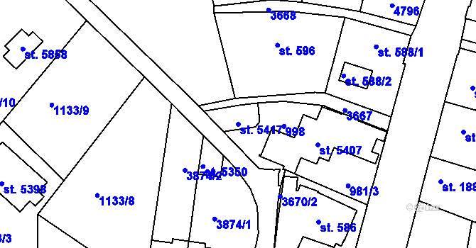 Parcela st. 5417 v KÚ Dvůr Králové nad Labem, Katastrální mapa