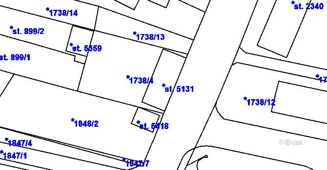 Parcela st. 5131 v KÚ Dvůr Králové nad Labem, Katastrální mapa