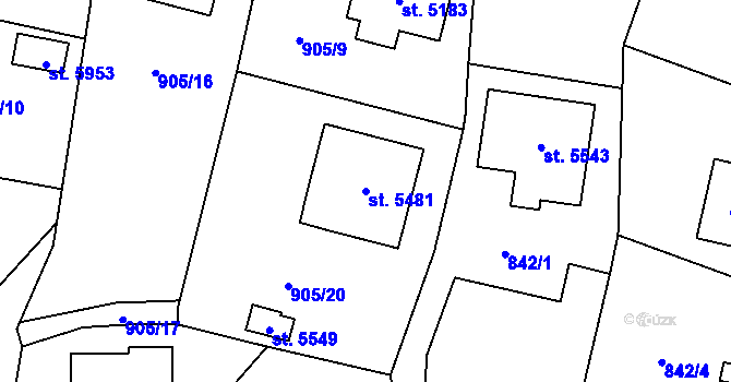 Parcela st. 5481 v KÚ Dvůr Králové nad Labem, Katastrální mapa