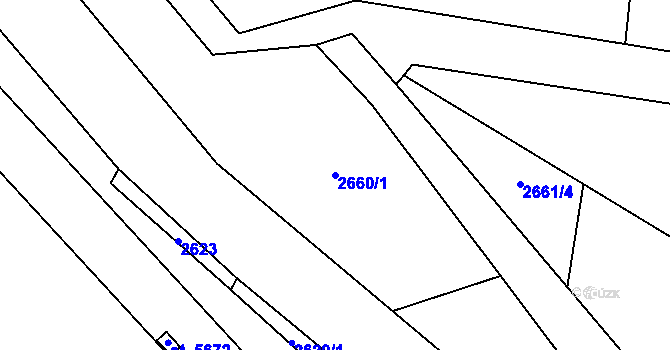 Parcela st. 2660/1 v KÚ Dvůr Králové nad Labem, Katastrální mapa