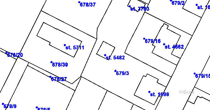Parcela st. 5482 v KÚ Dvůr Králové nad Labem, Katastrální mapa