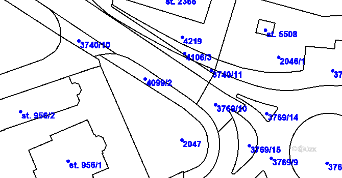Parcela st. 4099/3 v KÚ Dvůr Králové nad Labem, Katastrální mapa