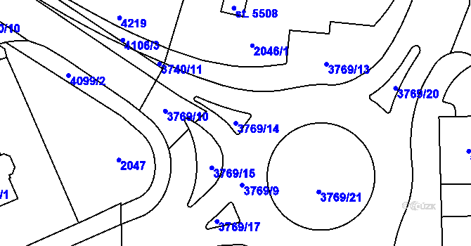 Parcela st. 3769/14 v KÚ Dvůr Králové nad Labem, Katastrální mapa