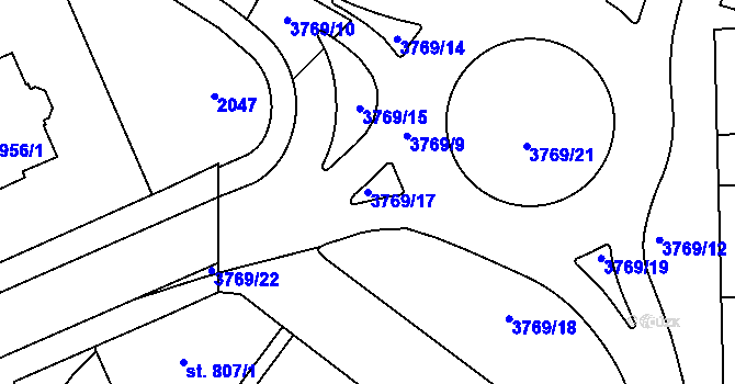 Parcela st. 3769/17 v KÚ Dvůr Králové nad Labem, Katastrální mapa