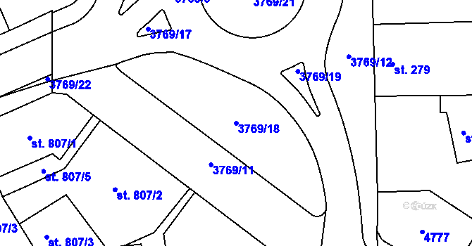 Parcela st. 3769/18 v KÚ Dvůr Králové nad Labem, Katastrální mapa