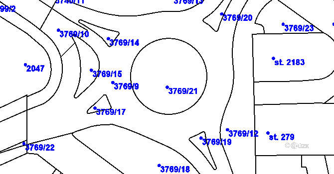 Parcela st. 3769/21 v KÚ Dvůr Králové nad Labem, Katastrální mapa