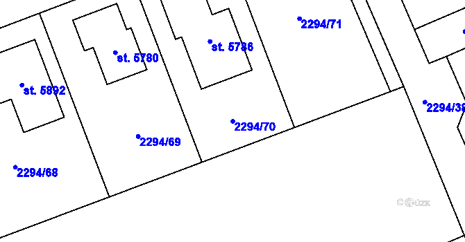 Parcela st. 2294/70 v KÚ Dvůr Králové nad Labem, Katastrální mapa