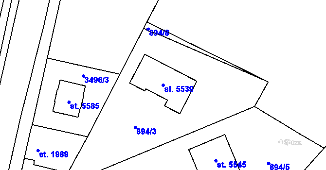 Parcela st. 5539 v KÚ Dvůr Králové nad Labem, Katastrální mapa
