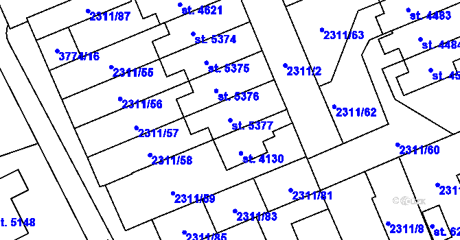 Parcela st. 5377 v KÚ Dvůr Králové nad Labem, Katastrální mapa