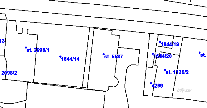 Parcela st. 5587 v KÚ Dvůr Králové nad Labem, Katastrální mapa