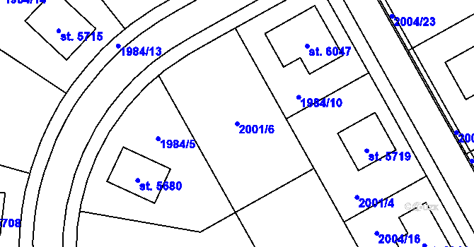 Parcela st. 2001/6 v KÚ Dvůr Králové nad Labem, Katastrální mapa
