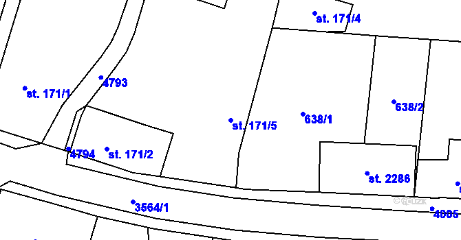 Parcela st. 171/5 v KÚ Dvůr Králové nad Labem, Katastrální mapa