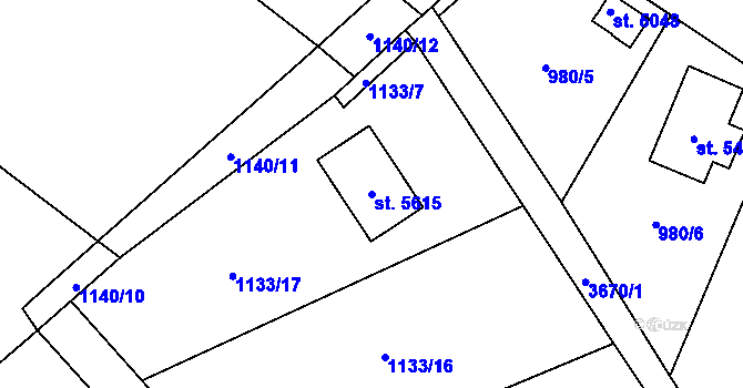 Parcela st. 5615 v KÚ Dvůr Králové nad Labem, Katastrální mapa