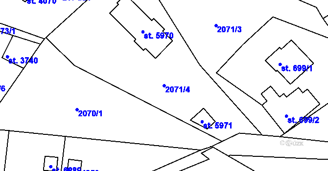 Parcela st. 2071/4 v KÚ Dvůr Králové nad Labem, Katastrální mapa