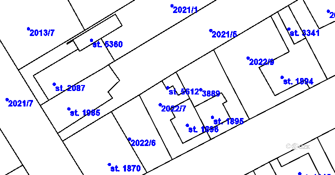 Parcela st. 5612 v KÚ Dvůr Králové nad Labem, Katastrální mapa