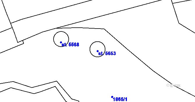 Parcela st. 5653 v KÚ Dvůr Králové nad Labem, Katastrální mapa