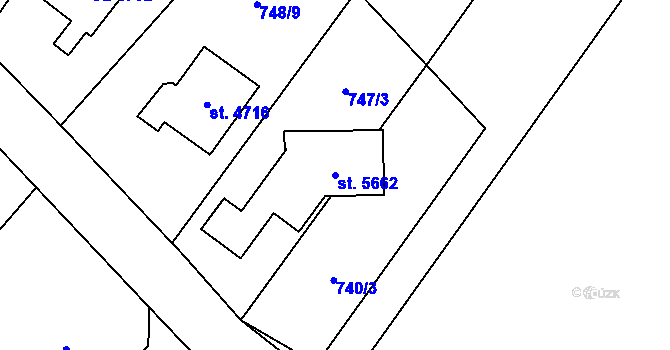 Parcela st. 5662 v KÚ Dvůr Králové nad Labem, Katastrální mapa