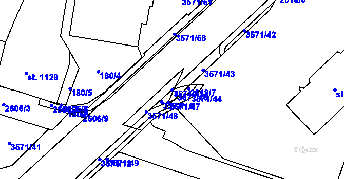 Parcela st. 3571/45 v KÚ Dvůr Králové nad Labem, Katastrální mapa