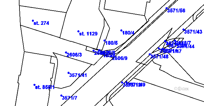 Parcela st. 180/8 v KÚ Dvůr Králové nad Labem, Katastrální mapa